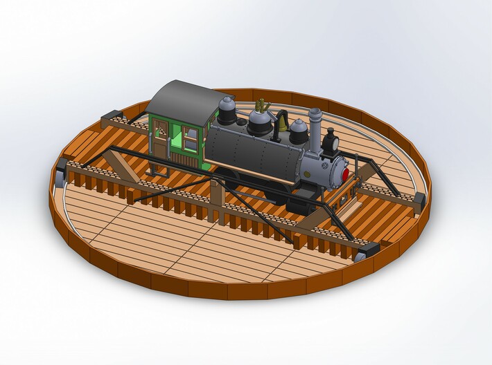 6 IN TURNTABLE, NON WORKING, NO RAILS 3d printed SHOWN WITH 0-4-0 T