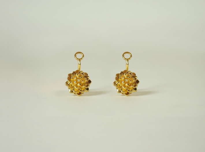 Earrings with one small flower of the Dhalia 3d printed 