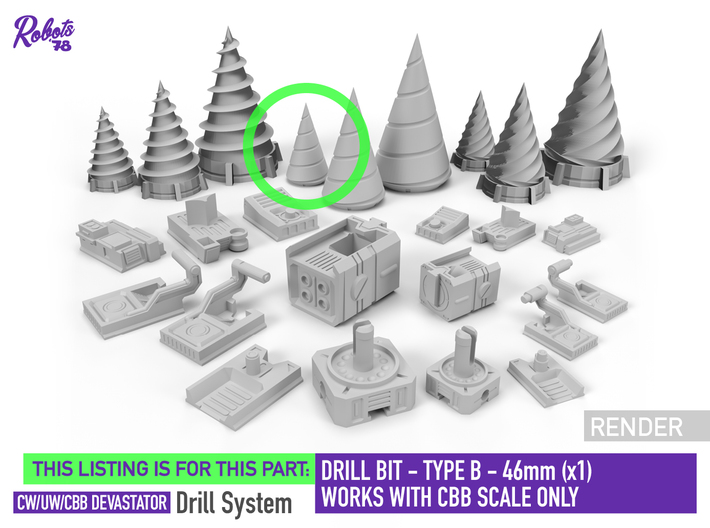 Drill Bit Type B 46mm x1 [Devastator Drill System] 3d printed 