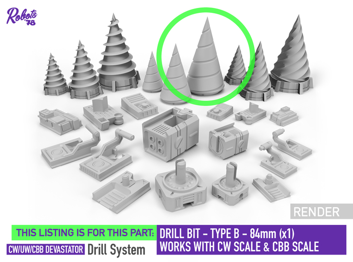 Drill Bit Type B 84mm x1 [Devastator Drill System] 3d printed 