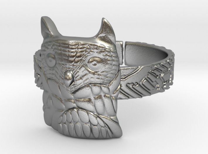 Big Owl Ring with Wings Band 3d printed 