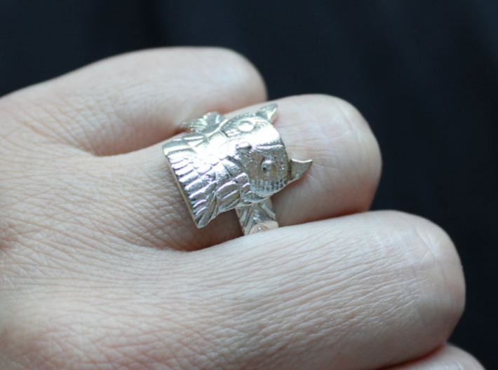Big Owl Ring with Wings Band 3d printed