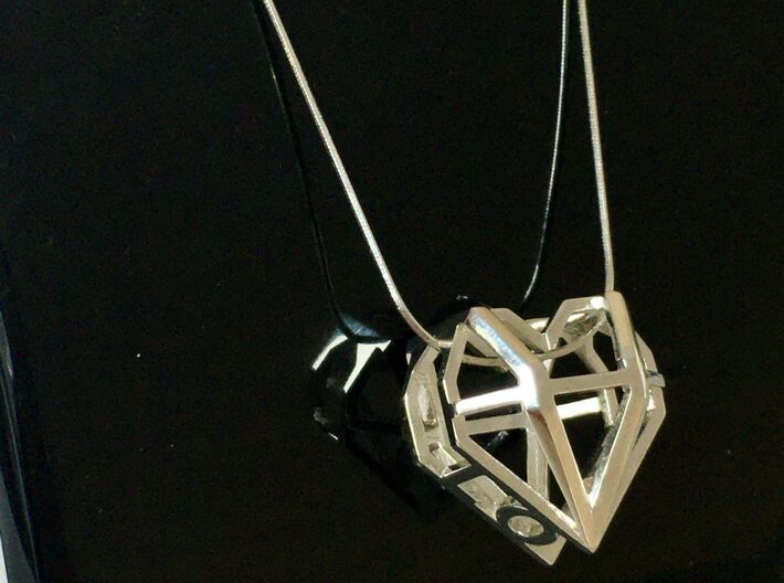 Heart Diamond Pendant - LOVE 3d printed 