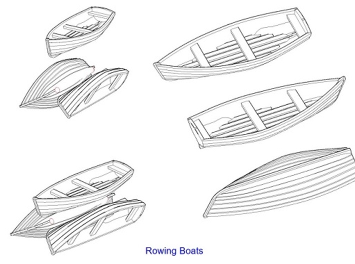 4 mm Scale Small Rowing Boats X3 3d printed 