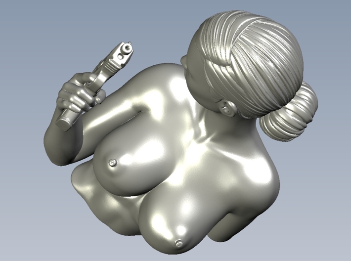 1/9 scale sexy topless girl with pistol bust 3d printed 