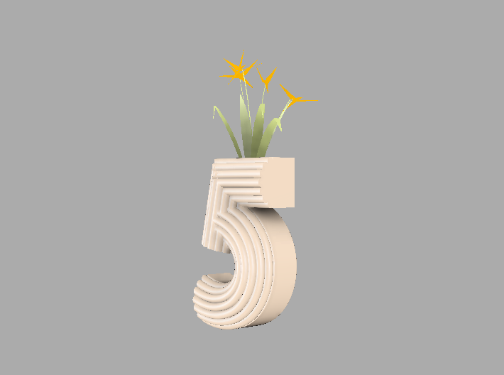 Number planter "5"  3d printed 