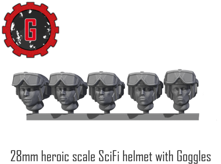 28mm Heroic Scale Female Scifi Helmet with Goggles 3d printed