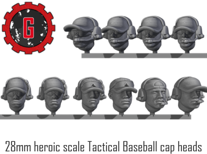 28mm heroic black tactical baseball cap heads 3d printed 