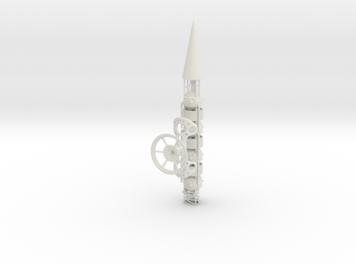 Smallest Scale Model of the Enzmann Lance  W Stand 3d printed Shapeways Rendering