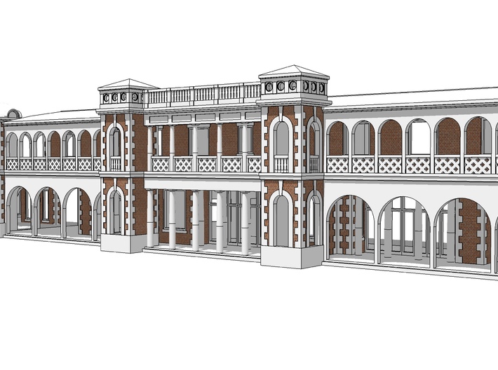 Barstow Harvey House Backdrop model Z scale 3d printed 