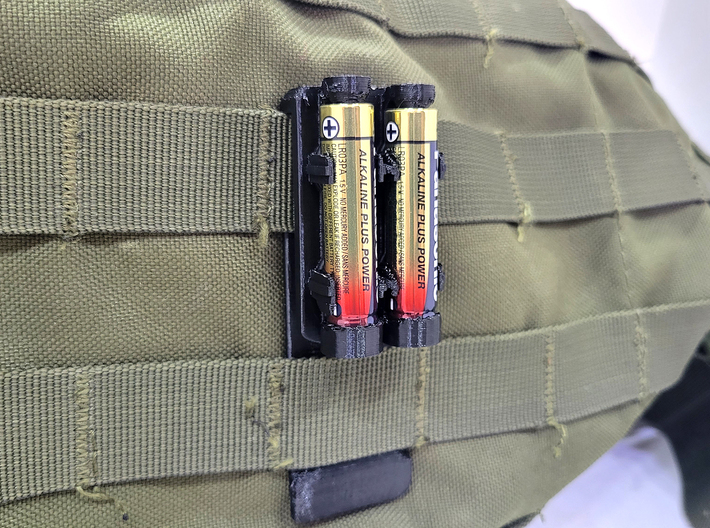 MOLLE Webbing Mounted 2x AAA Battery Holder 3d printed 