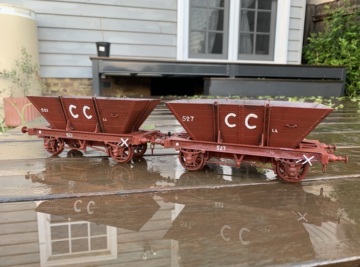 1:32 LL Coal Hopper No Buffer Beams 1 Gauge 3d printed Completed wagons (completed with buckets, bufferbeams, hooks and wheelsets)