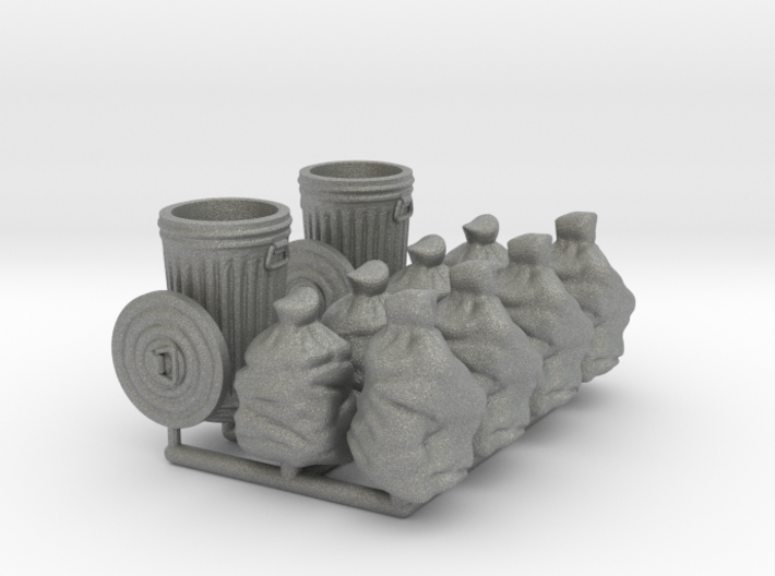 Trash cans &amp; trash bags. 1:43 scale 3d printed