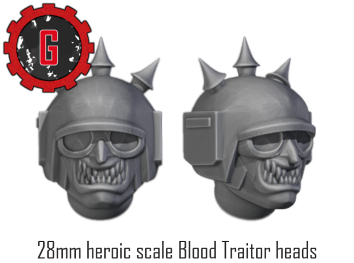 28mm Heroic Scale Blood Traitor heads 3d printed