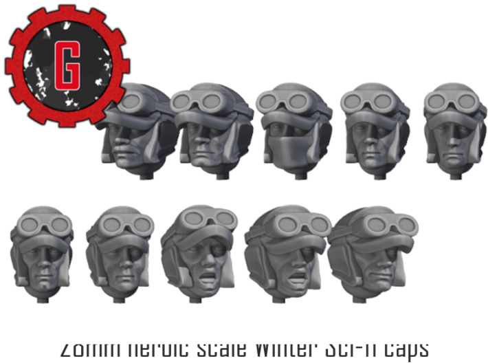 28mm Heroic Scale Winter Sci-Fi cap Character Head 3d printed