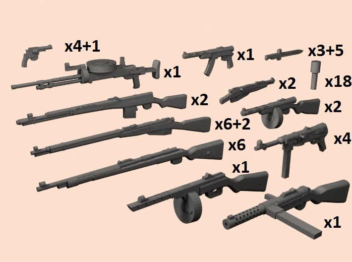 1/35 WW2 Soviet partisan weapons 3d printed 