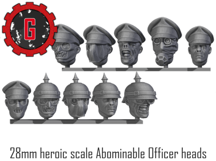 28mm heroic scale Abominable Officer heads 3d printed