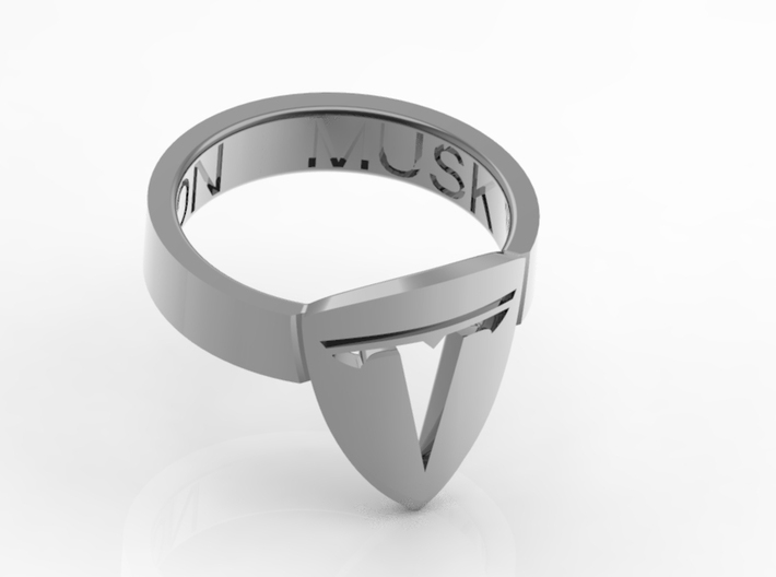 Elon Musk Gifted Super Baller Tesla Ring with Brilliant White Diamonds