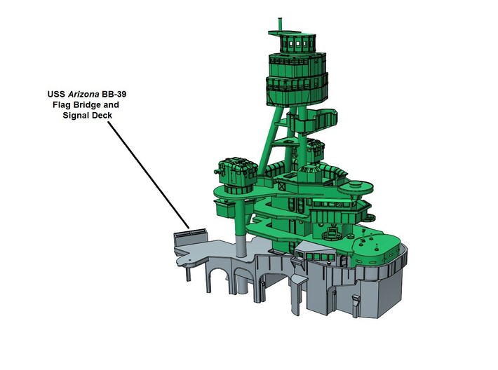 1/96 USS Arizona BB-39 Flag Bridge and Signal Deck 3d printed Models in green are available separately.