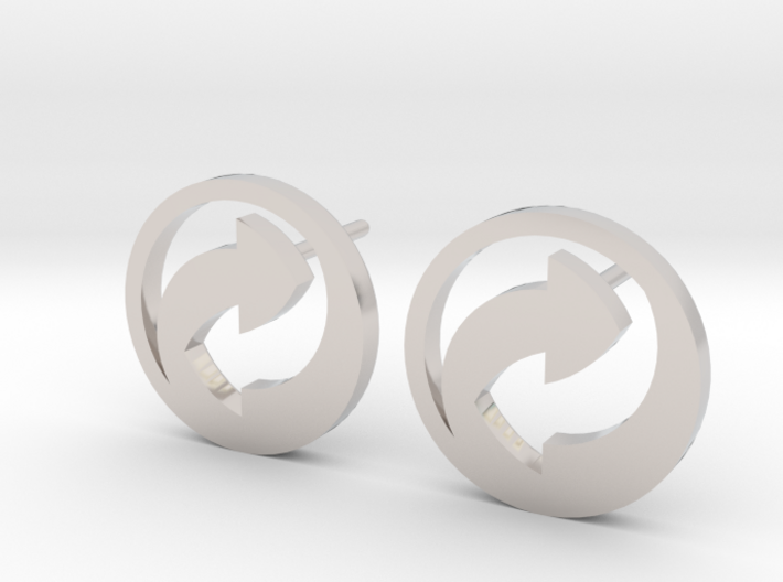 Recycle Symbol earrings (studs) 3d printed