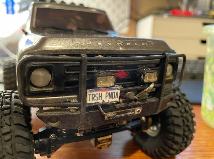 SCX24 C10 Headlight Lens 3d printed Without headlights off, no more "bug-eyed" LEDs poking out! *Prototype shown, actual product may vary*