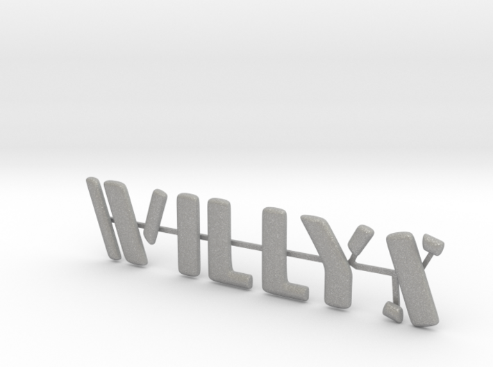 Willys Jeep Stamped look individual letters,6.5&quot; 3d printed