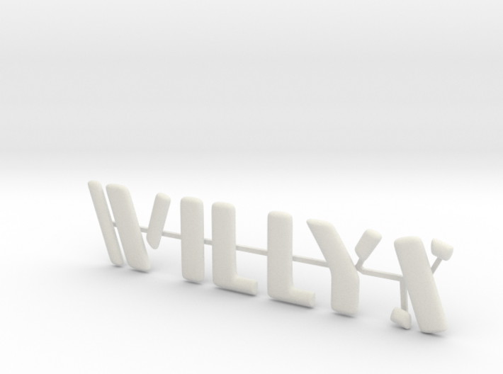 Willys Jeep Stamped look individual letters,4.4&quot; 3d printed
