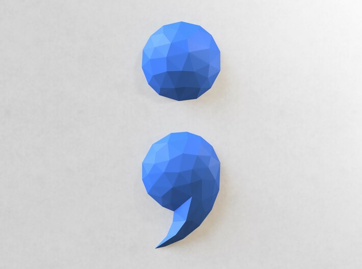 Low Poly Wall Art: Semicolon (Processed Plastic) 3d printed
