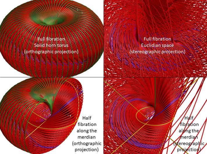 Hopf fibration, 'Only Circles' 3d printed Full/Half Fibration