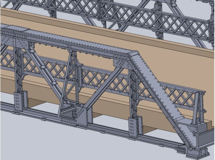 Road Bridge HO scale Steel Pony Truss 16ft x 53ft 3d printed 