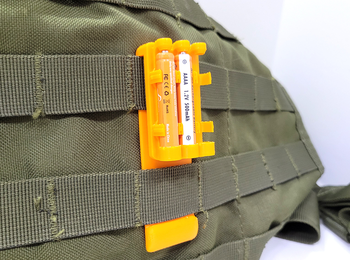 3D Printable MOLLE Webbing Mounted 2x AAA Battery Holder by Mike S