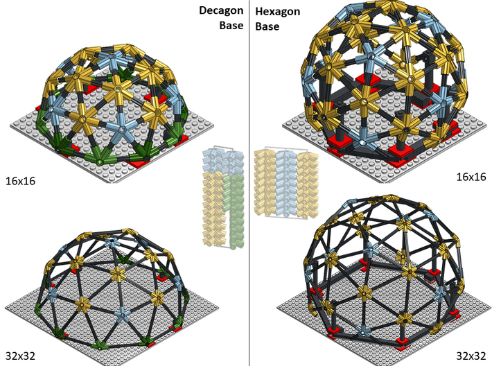 Lego compatible Geodesic Dome, Decagonal Base 3d printed 