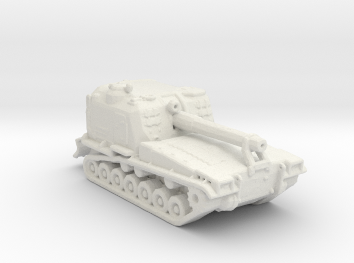 M55 SPH howitzer 1:160 scale rail load White Plast 3d printed