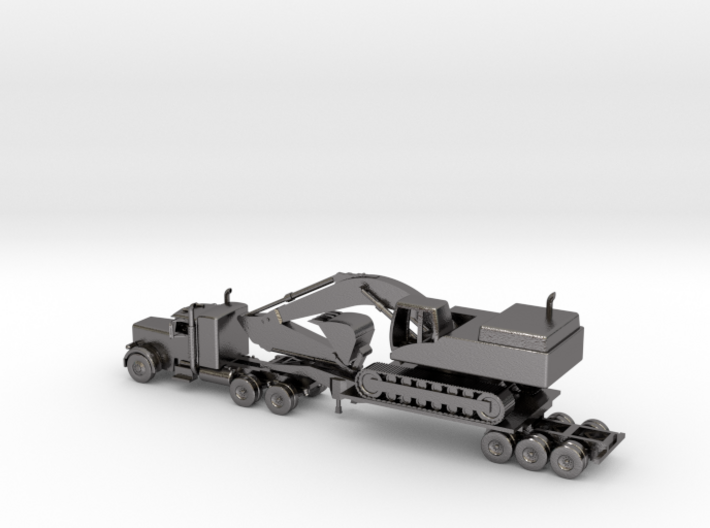 Fleetmastersleeper with 33ft trailer and back hoe 3d printed