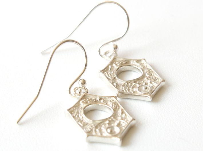 Plant Cell Earrings - Science Jewelry 3d printed Plant Cell Earrings in polished silver