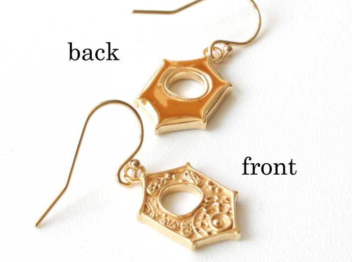 Plant Cell Earrings - Science Jewelry 3d printed Plant Cell Earrings in 14K gold plated brass
