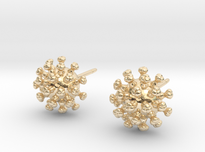 Coronavirus Stud Earrings - Science Jewelry 3d printed 