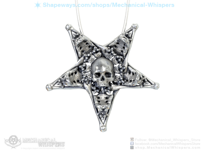 Human Skull Jewelry Pendant Necklace, Pentagram 3d printed