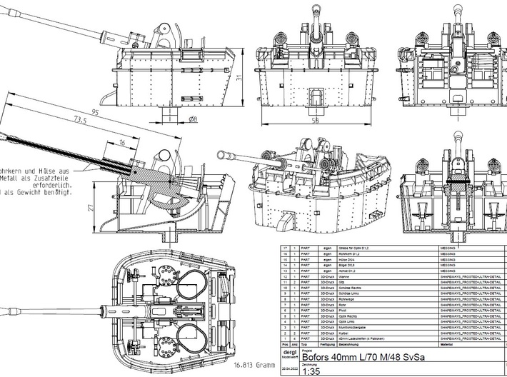 Wanne für Bofors 40mm L/70 M/48 1:35 3d printed Komplette Bofors 40mm L/70 M/48