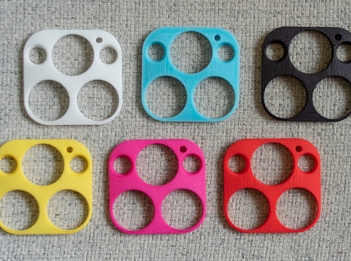 PATCH iPhone 13 Pro Lens Protector 3d printed PATCH shown in 6 Shapeways colors