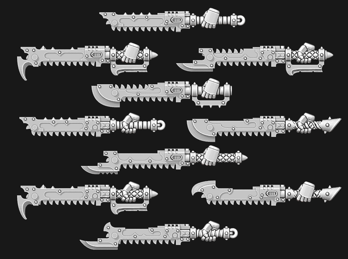 Chaos Toothed Swords 3d printed