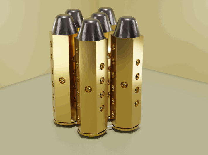 Bullet Dice - Locked and Loaded (6d6) 3d printed This is a Blender render image of this product.