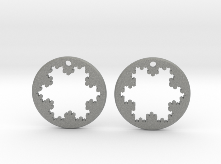 Koch Snowflake Earrings 3d printed