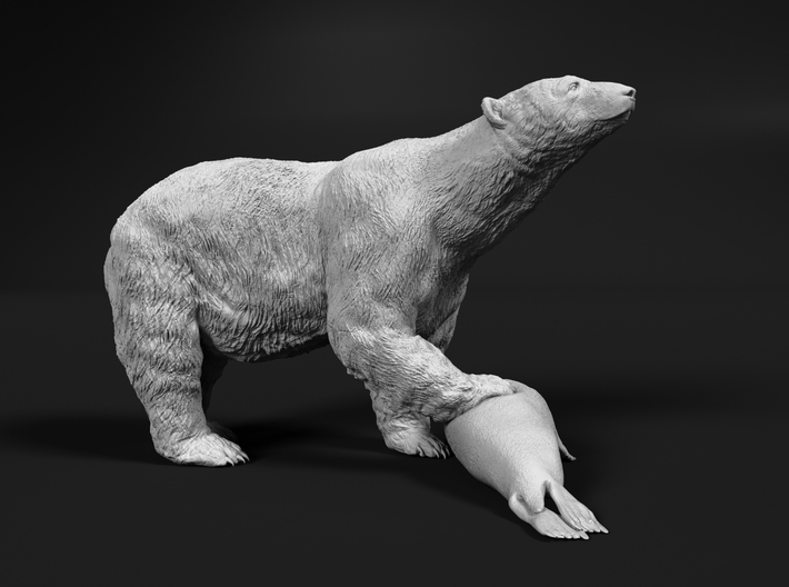 Polar Bear 1:160 Female with Ringed Seal 3d printed