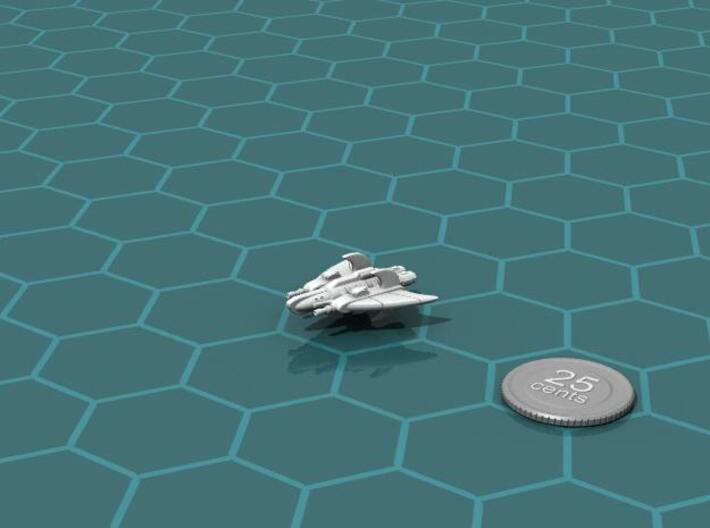 Senturi Destroyer 3d printed Render of the model, with a virtual quarter for scale.