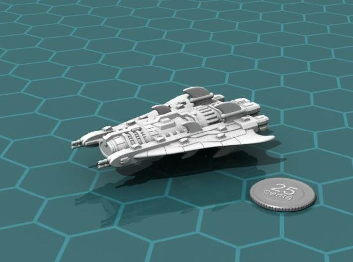 Senturi Battleship 3d printed Render of the model, with a virtual quarter for scale.