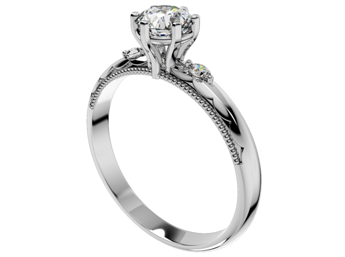 Engagement Ring Light Weight Solitaire Ring-O-1-10 3d printed 
