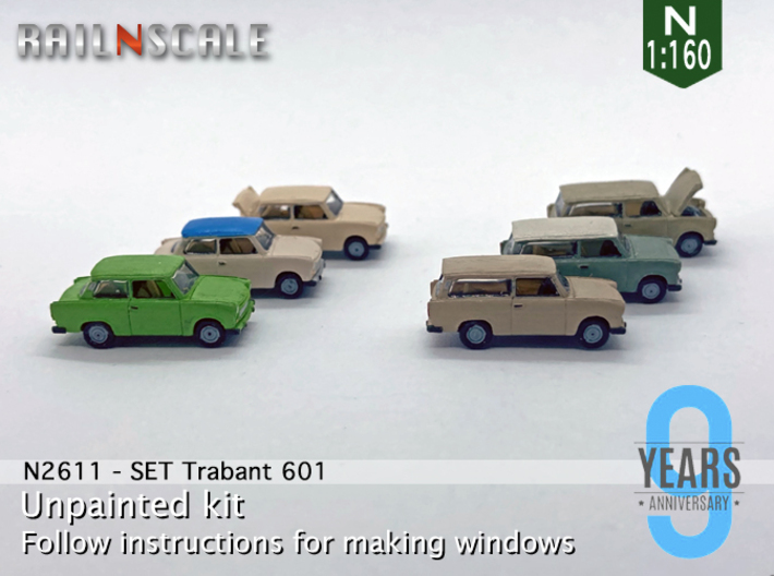 SET 6x Trabant 601 (N 1:160) 3d printed