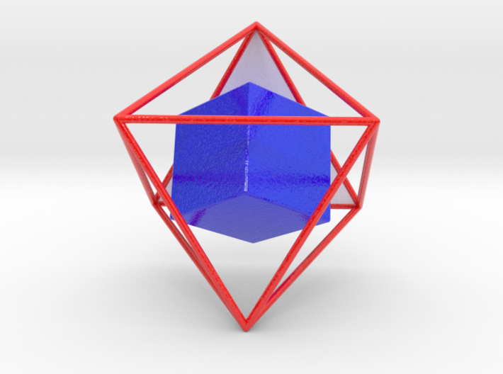 Colored dual Solids Octahedron-Cube 3d printed