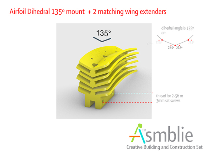 Di-Airfoil Mount + 2 Di-Airfoil Wing Extenders 3d printed
